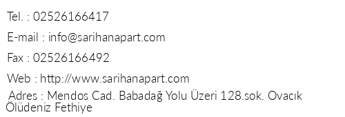 Sarhan Apart telefon numaralar, faks, e-mail, posta adresi ve iletiim bilgileri